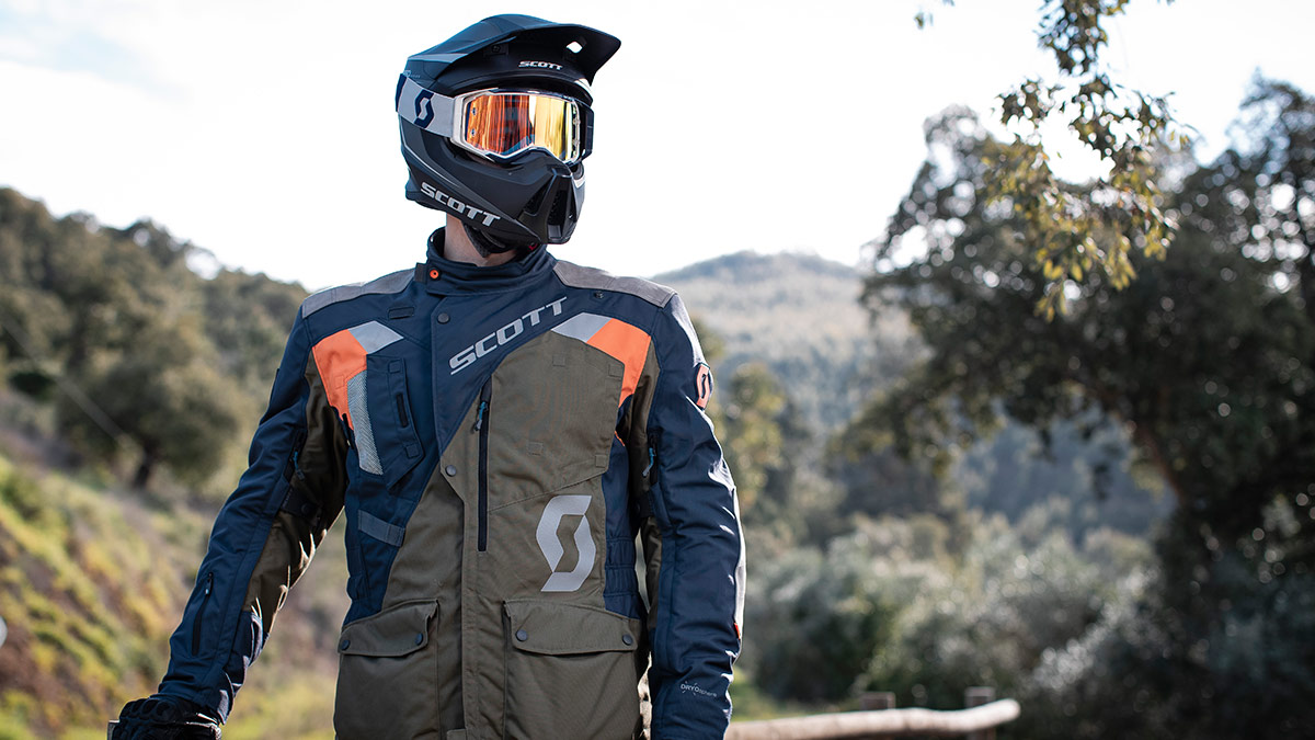 SCOTT Pánská textilní moto bunda DUALRAID DRYO JACKET night blue moss green