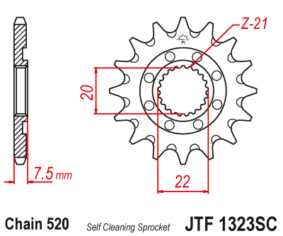 Kolečko řetězové (pastorek) 1344-14zubů MTZ - Honda CRF250R /18-21 + CRF250 RX / 19-21