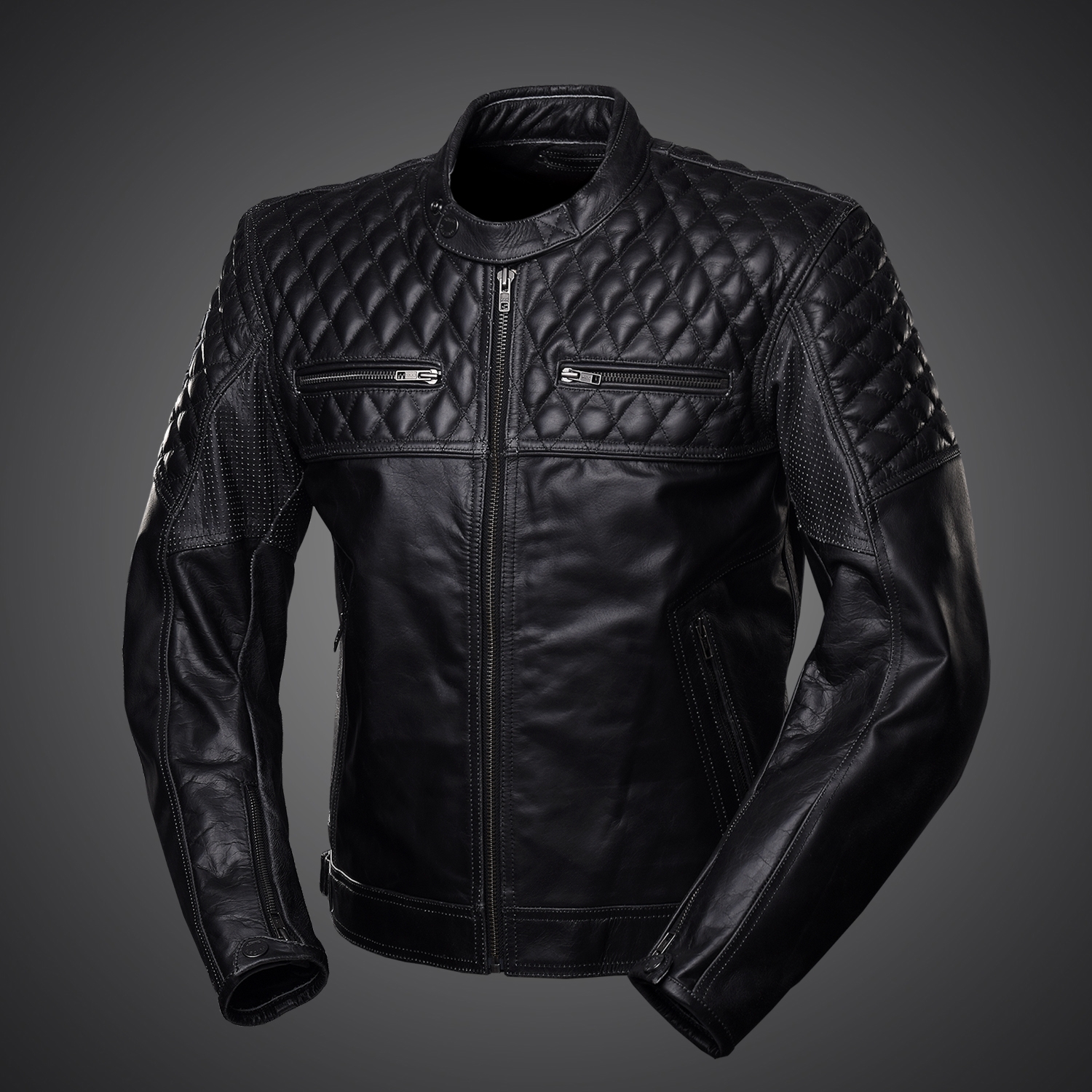 4SR Pánská kožená moto bunda Scrambler Petroleum