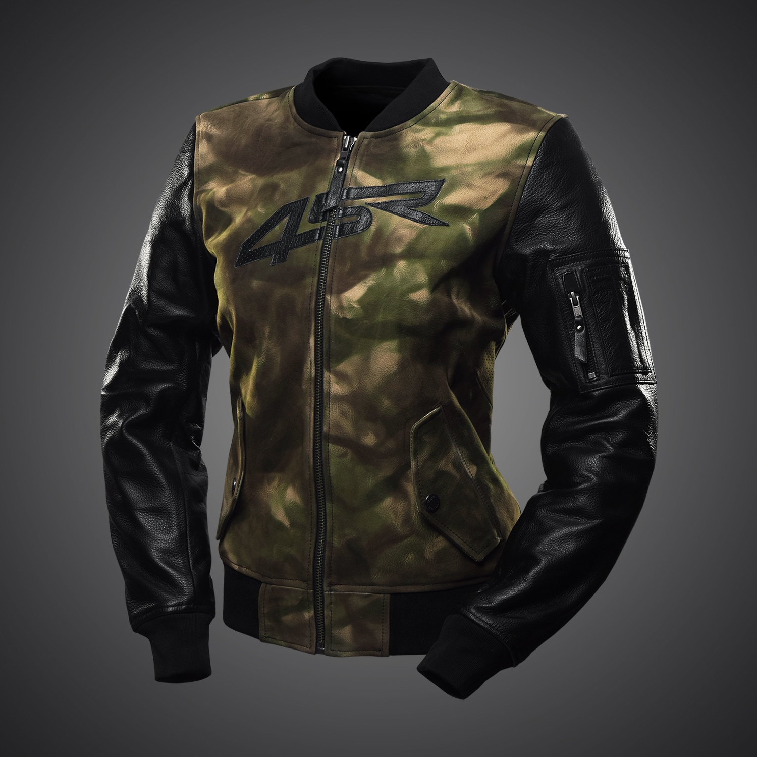 4SR Dámská koženo textilní moto bunda Bomber Lady Camo