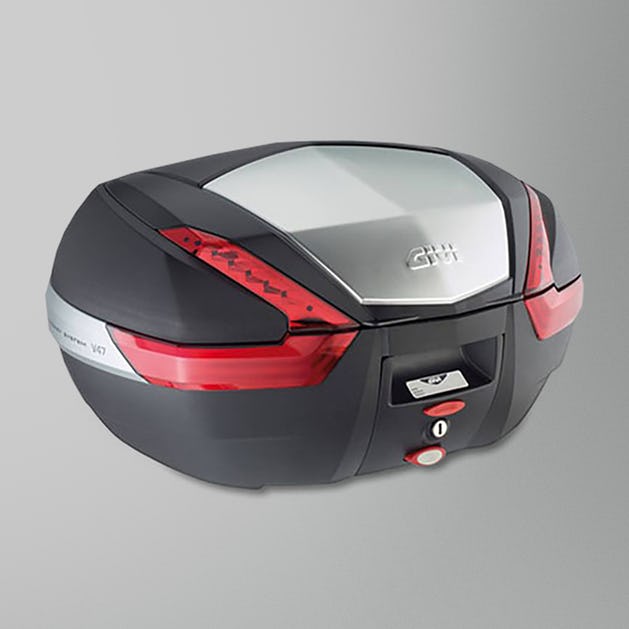 Kufr na motorku GIVI V47N Topcase 47L s červenými odrazkami a černo/hliníkovým víkem
