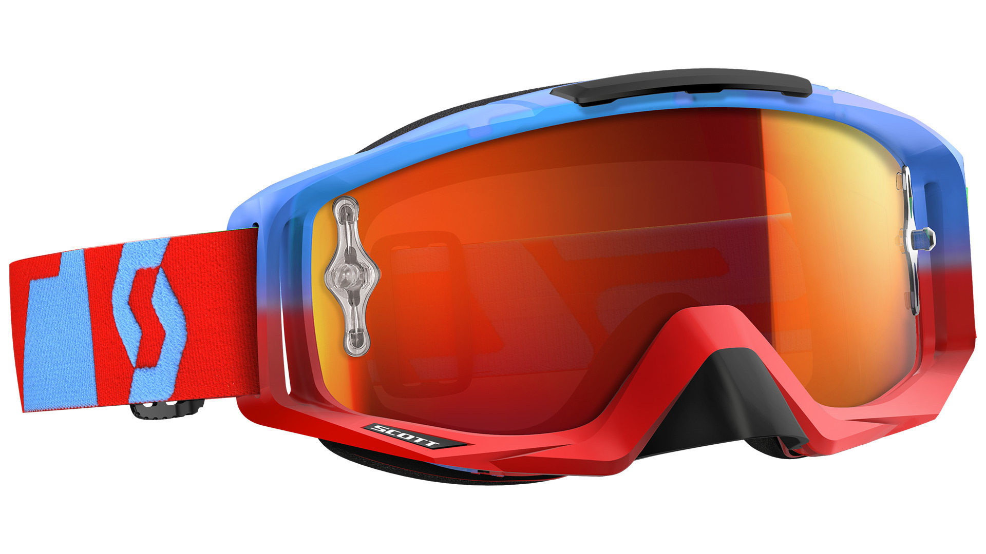 SCOTT Motokrosové brýle TYRANT oxide red blue orange chrom sklo