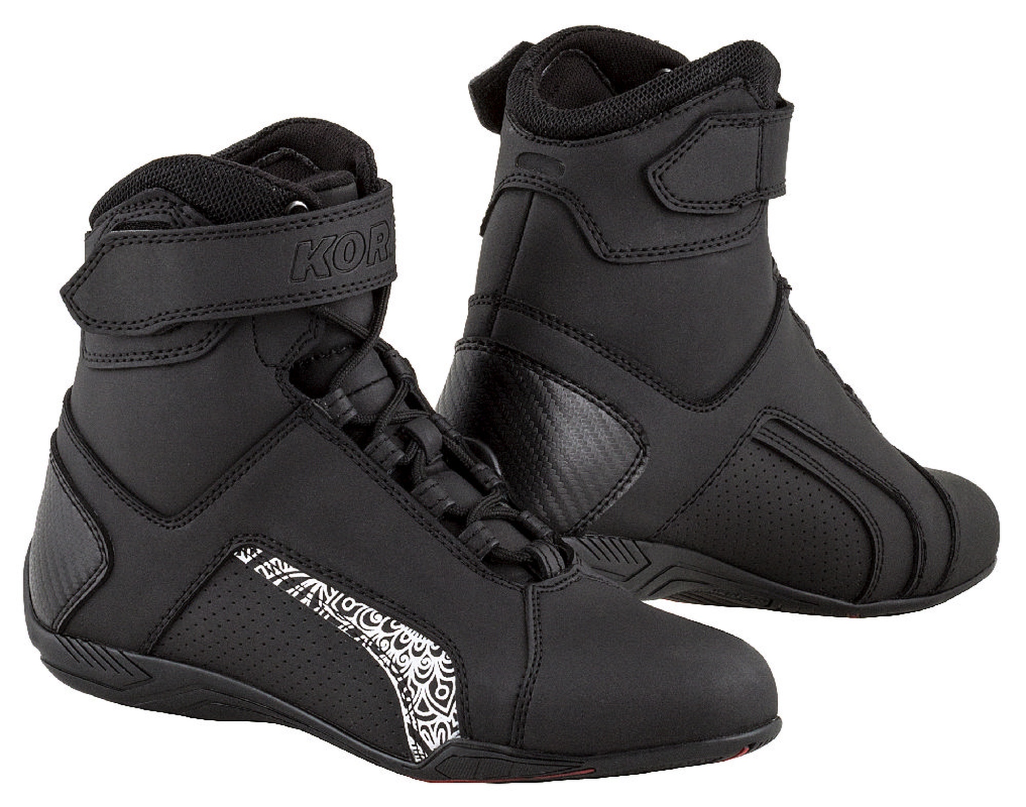 KORE Dámské moto boty Velcro černé bílé