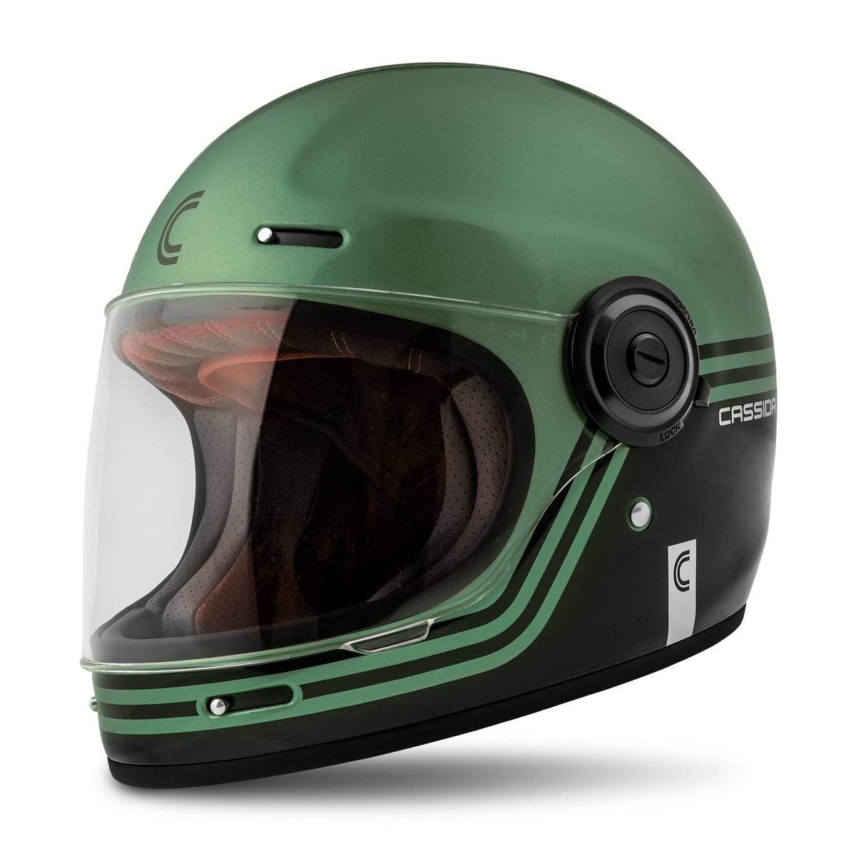 CASSIDA Integrální moto přilba FIBRE Super Hooligan černá metalická zelená šedá