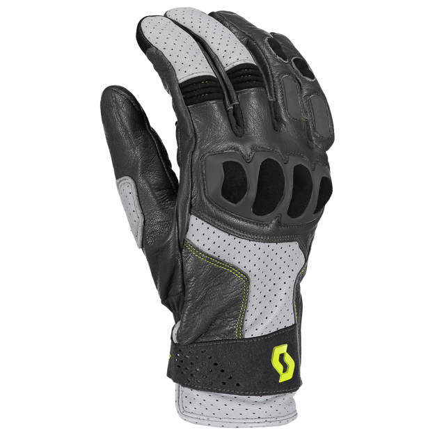 SCOTT Pánské kožené moto rukavice Sport ADV dark grey lime green