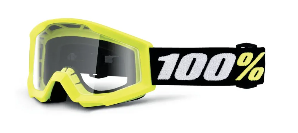 Dětské motokrosové brýle STRATA MINI YELLOW, 100% ŽLUTÁ, ČIRÉ PLEXI)