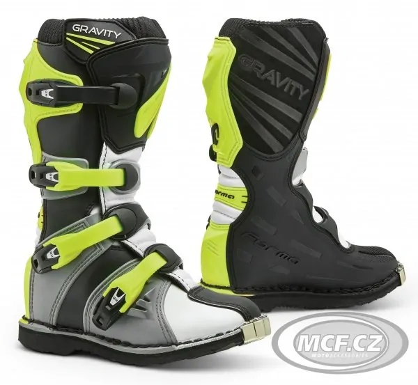 Dětské moto boty FORMA GRAVITY šedo/bílo/neonově žluté