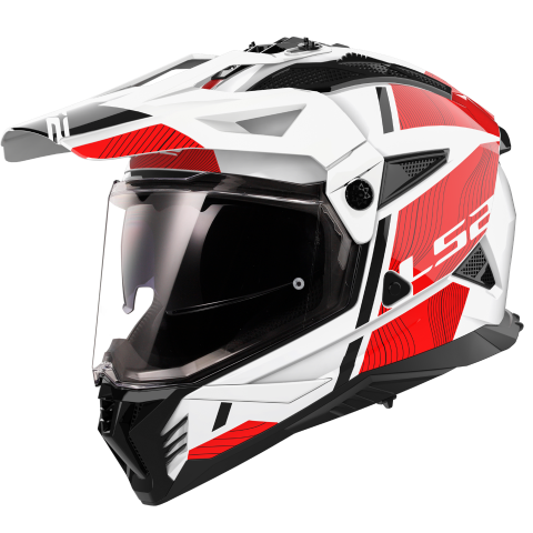 LS2 Enduro moto přilba MX702 PIONEER II HILL WHITE RED