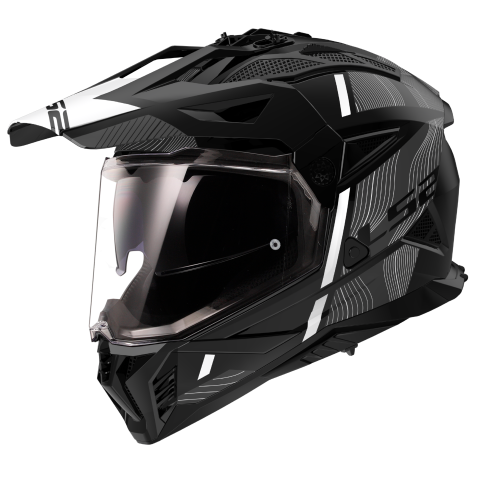 LS2 Enduro moto přilba MX702 PIONEER II HILL MATT BLACK WHITE