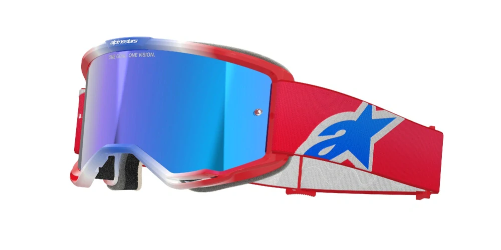 Alpinestars brýle VISION 5 CORP, ALPINESTARS (červená/bílá/modrá, zrcadlové modré plexi)