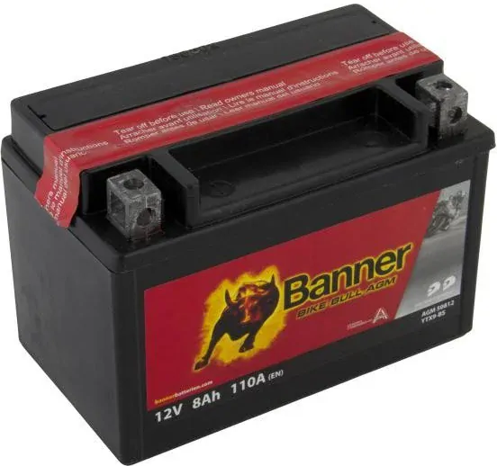 MOTOBATERIE 12V, YTX9-BS, 8AH, 110A, BANNER BIKE BULL AGM 150X87X105