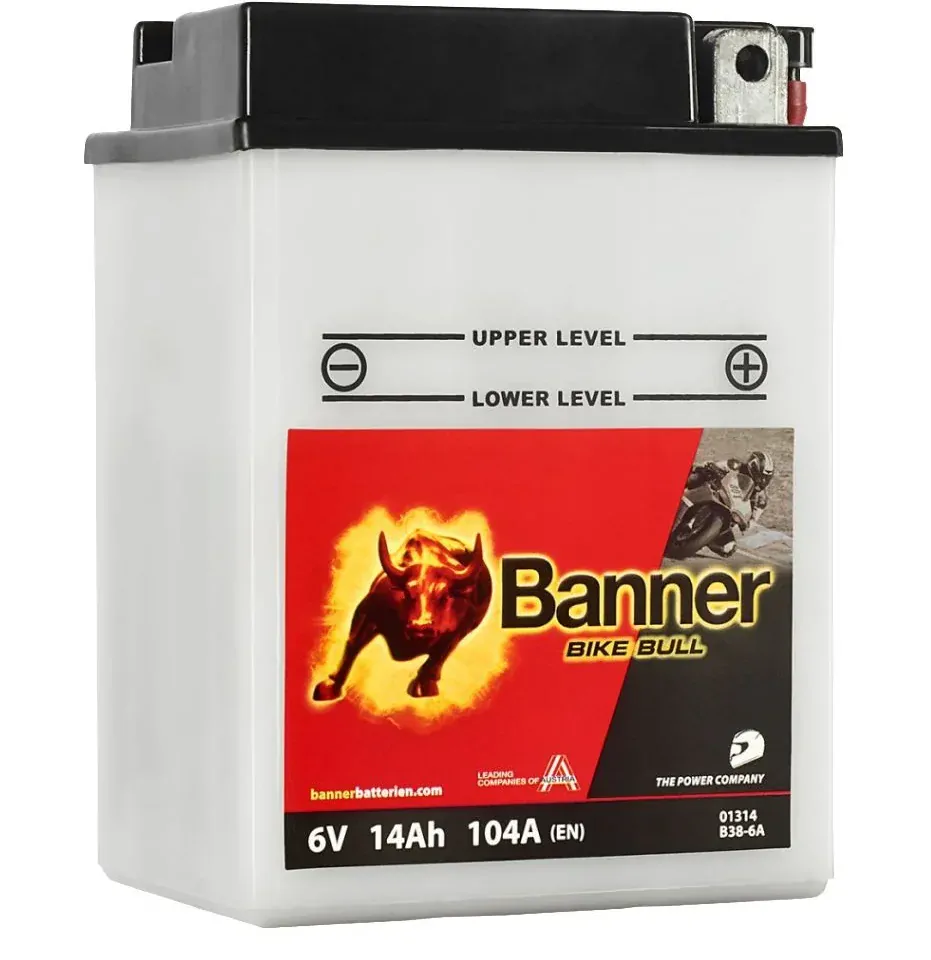 motobaterie 6V, B38-6A, 14Ah, 104A, BANNER Bike Bull 119x83x161