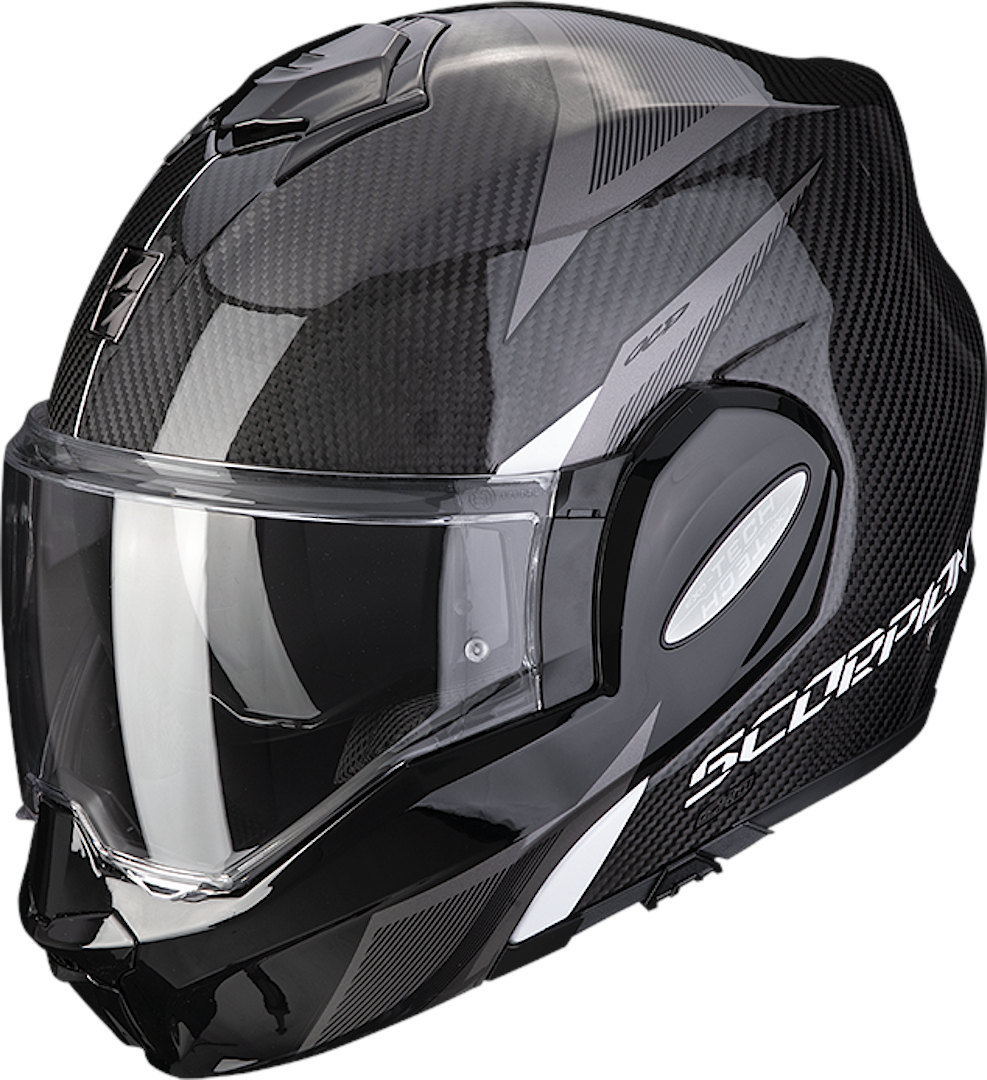 SCORPION Překlopná moto přilba EXO-TECH EVO CARBON TOP černo/bílá