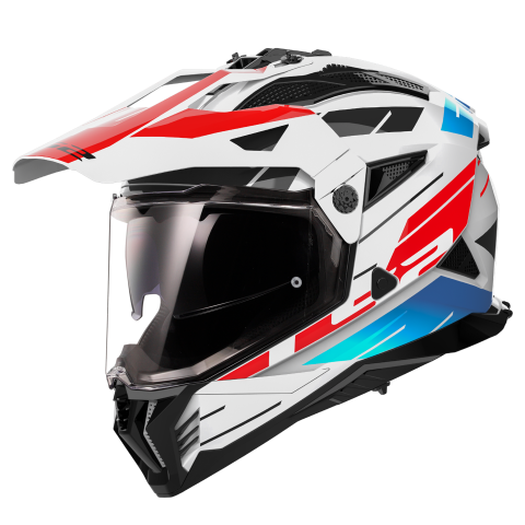 LS2 Enduro moto přilba MX702 PIONEER II NAMIB WHITE BLUE RED