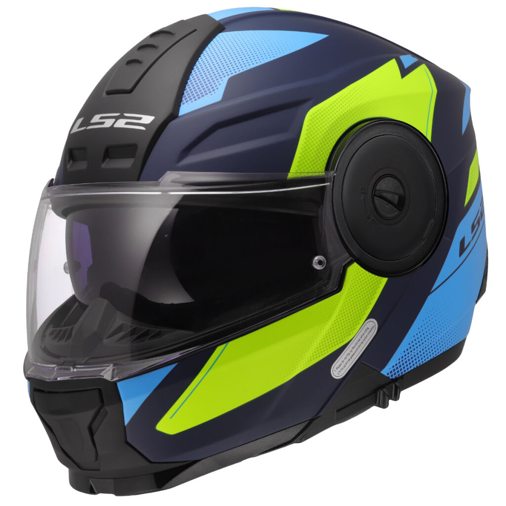 LS2 Výklopná moto přilba FF902 SCOPE II DURIA BLUE H-VIS YELLOW
