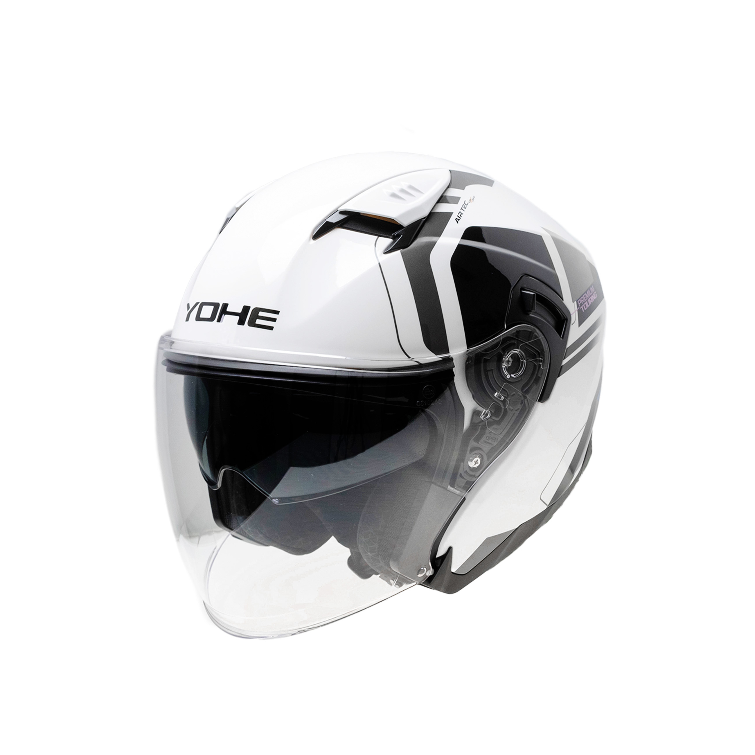 YOHE Otevřená moto přilba 885 bílá šedá