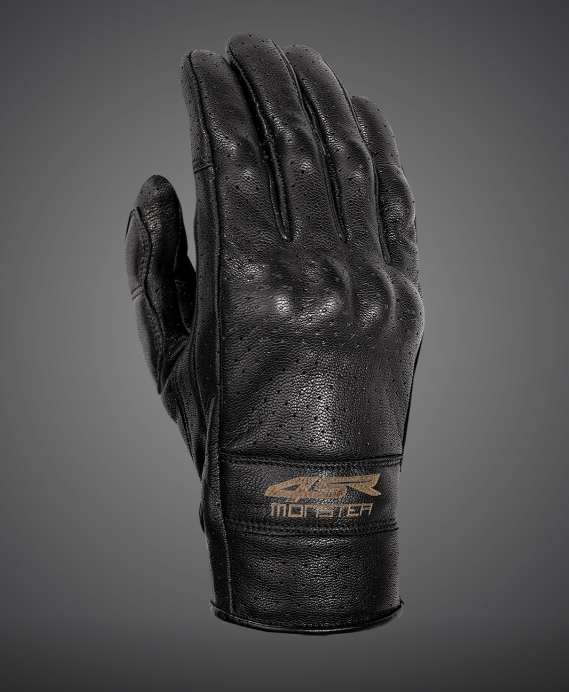 4SR Pánské kožené moto rukavice MONSTER EVO BLACK
