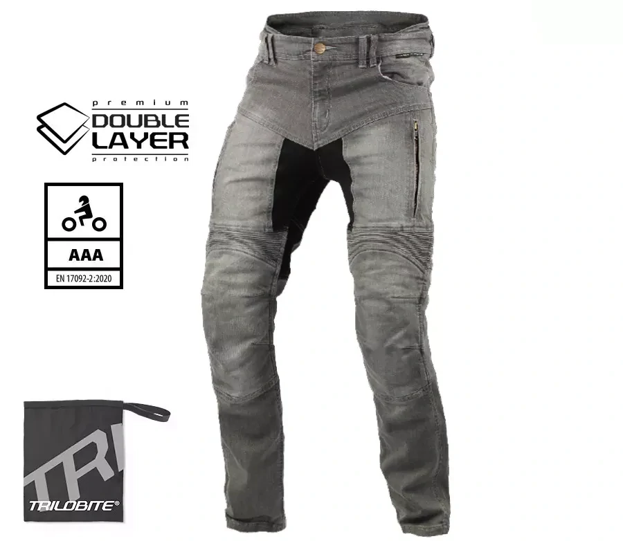 TRILOBITE pánské kalhoty PARADO DOUBLELAYER AAASLIM FIT šedé prodloužené