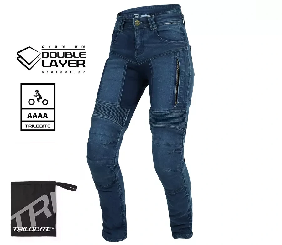 TRILOBITE dámské kalhoty PARADO DOUBLELAYER AAA SLIM FIT modré
