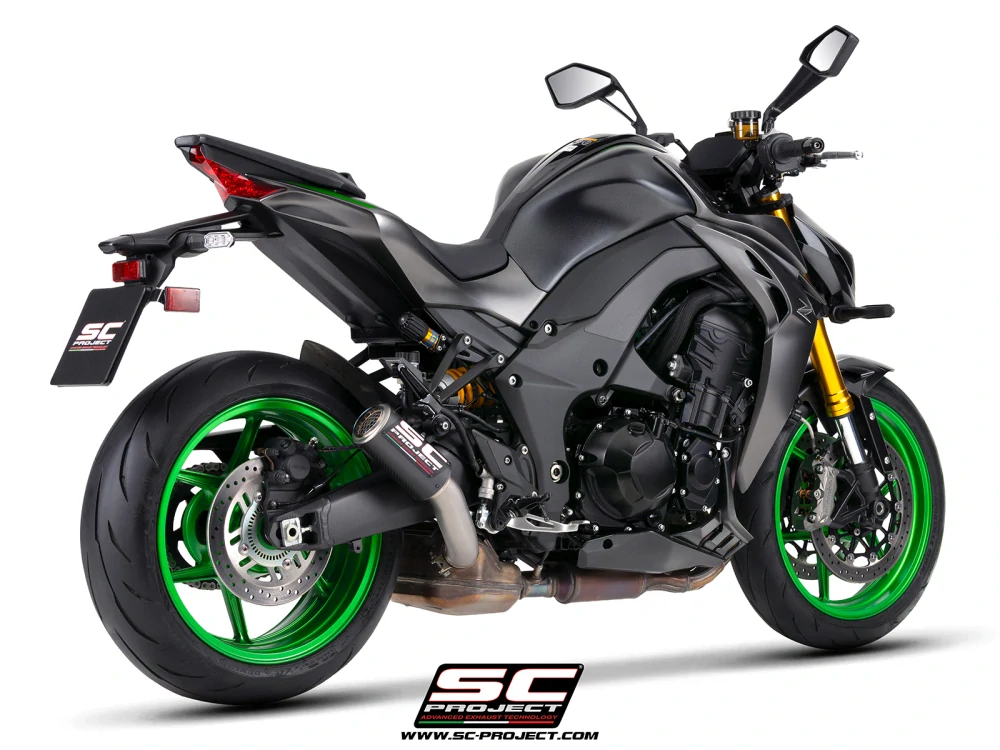 SC-PROJECT Kawasaki Z1100-SE 2026 Výfuk z uhlíkových vláken CR-T s mřížkou proti kamenům