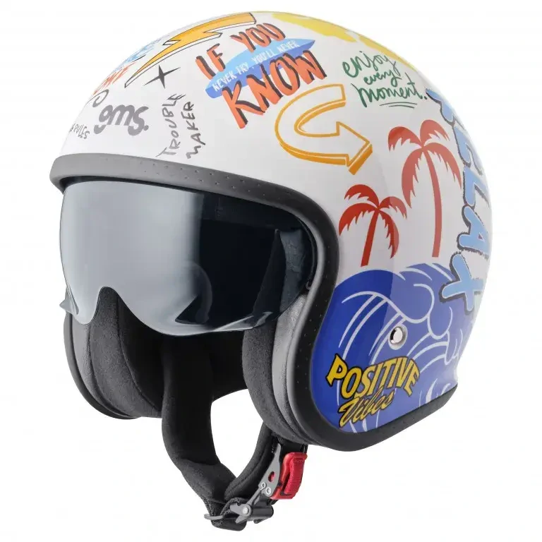 GMS Otevřená helma RIDE & SURF bílo-žluto-modrá