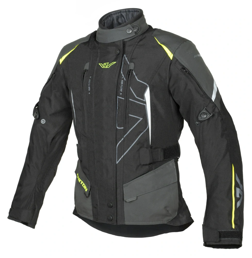 AYRTON Dámská moto bunda Teressa II Černá/šedá/žlutá/fluo