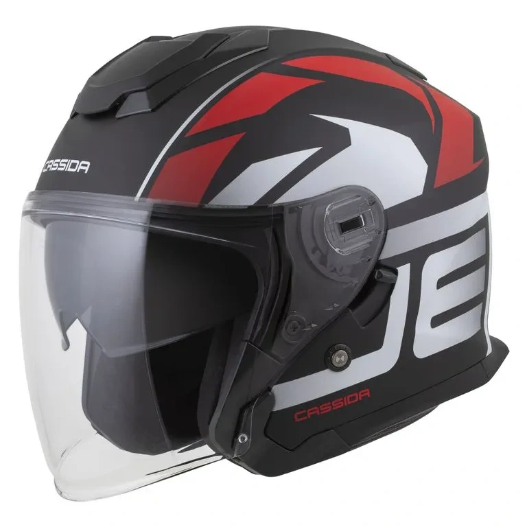 CASSIDA Otevřená moto přilba JET TECH 2.0 RoTo (černá matná/červená/bílá) 2025