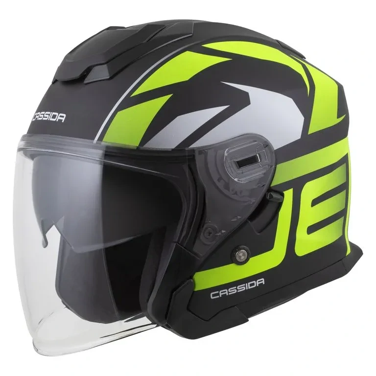 CASSIDA Otevřená moto přilba JET TECH 2.0 RoTo (černá matná/žlutá fluo/bílá) 2025