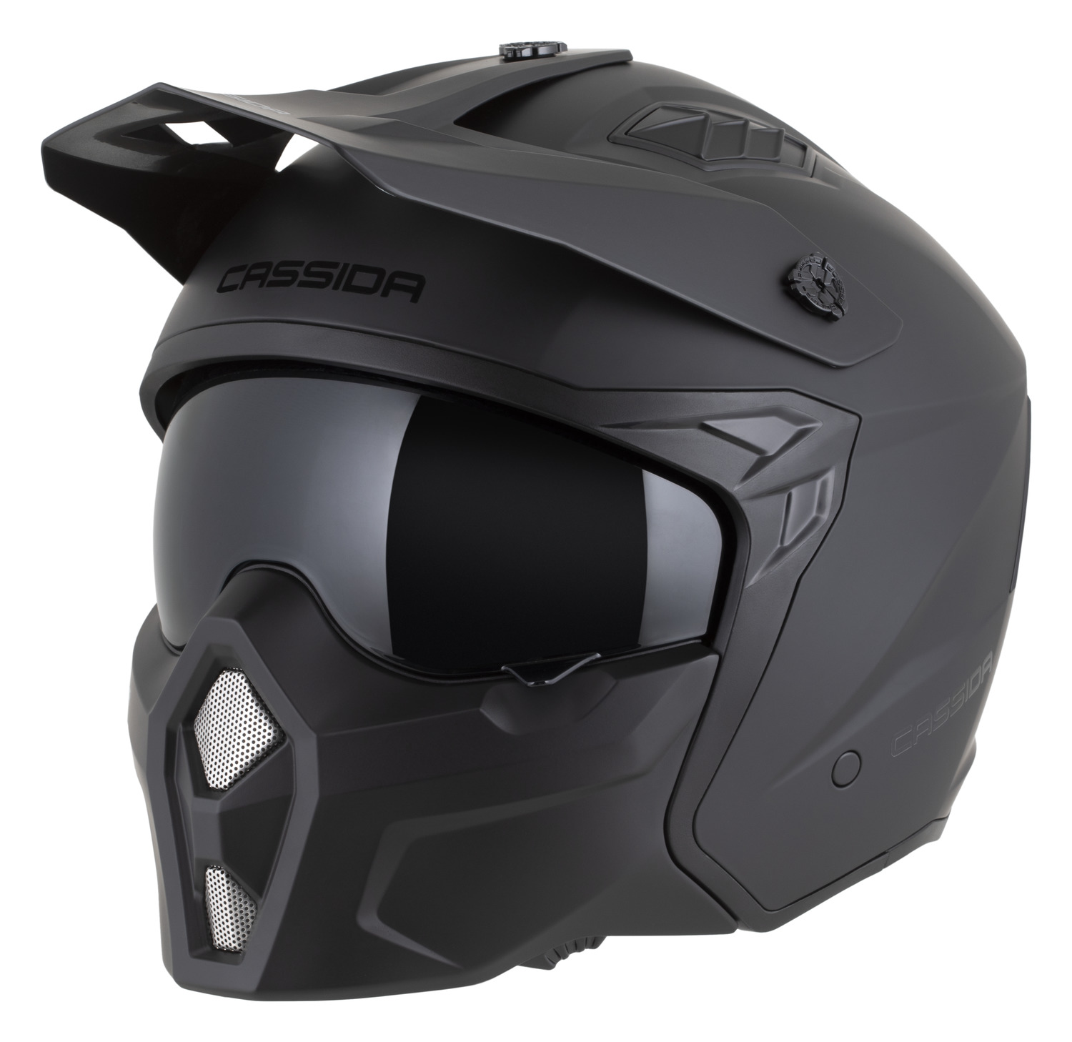 CASSIDA Moto helma CROSS COUNTRY Solid černá matná s odnímatelnou čelistí