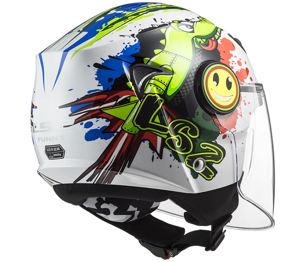 LS2 Dětská otevřená moto přilba OF602 Funny Croco Gloss White