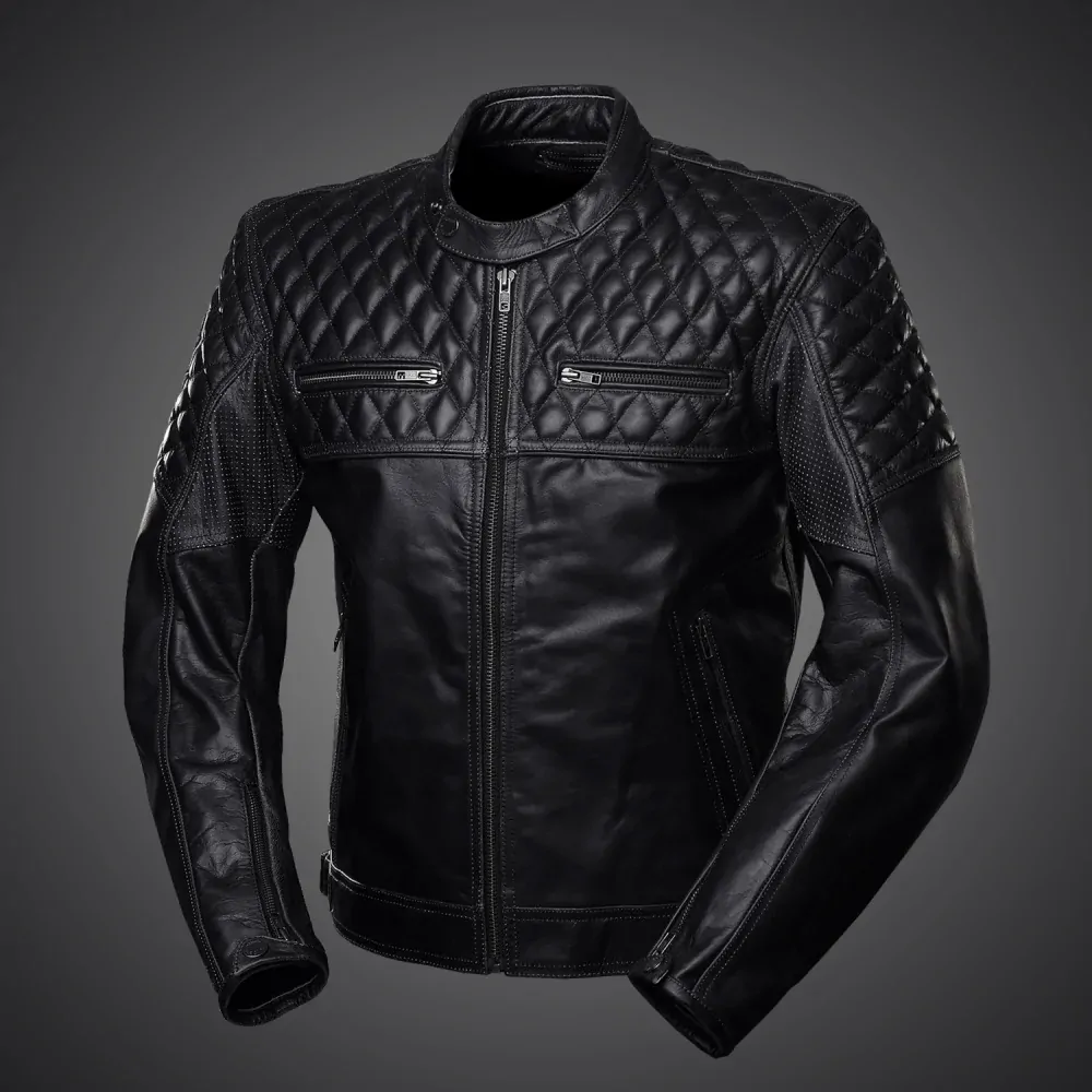 4SR Pánská kožená moto bunda Scrambler Petroleum