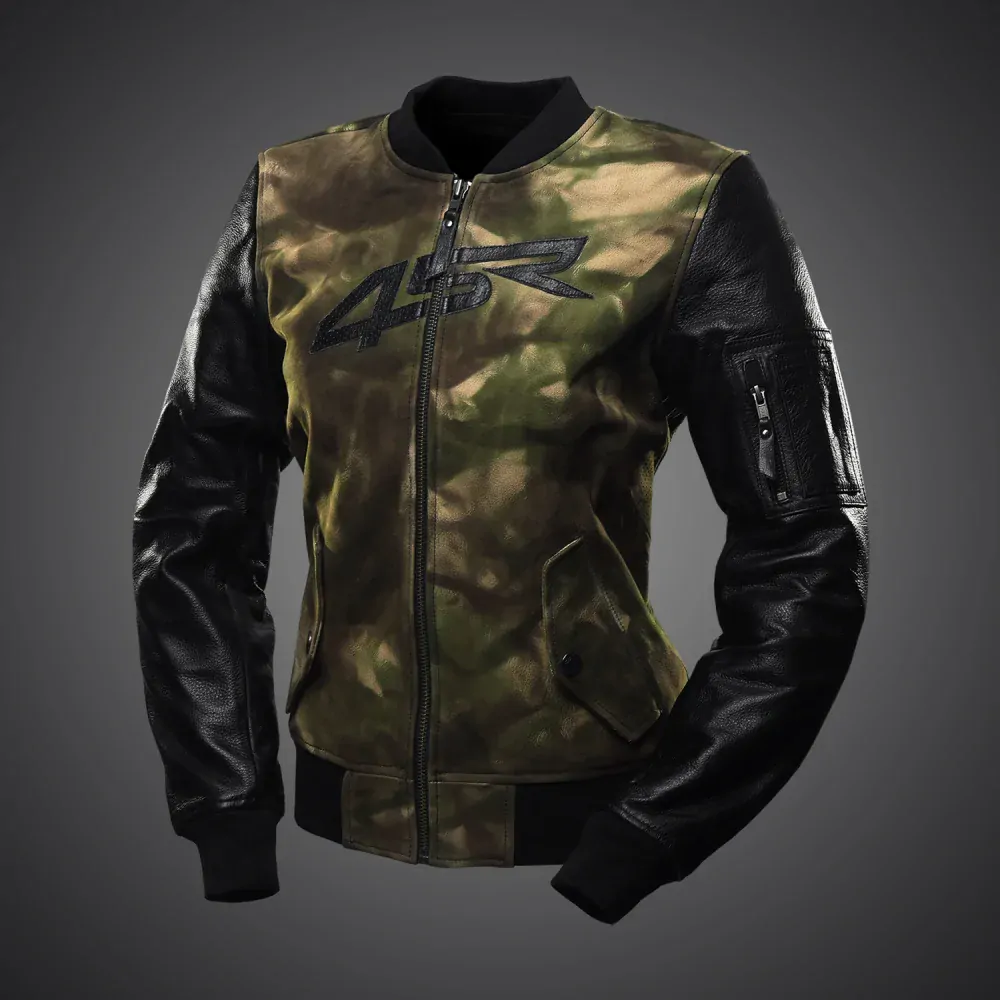 4SR Dámská koženo textilní moto bunda Bomber Lady Camo