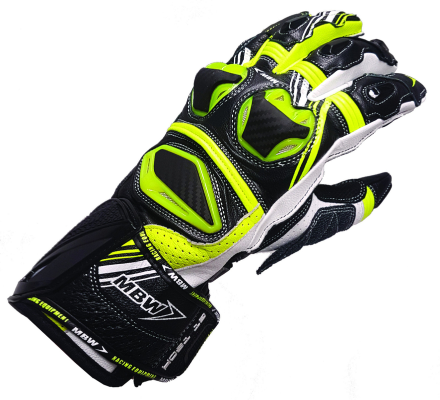 MBW Pánské kožené moto rukavice GT-TECH green 