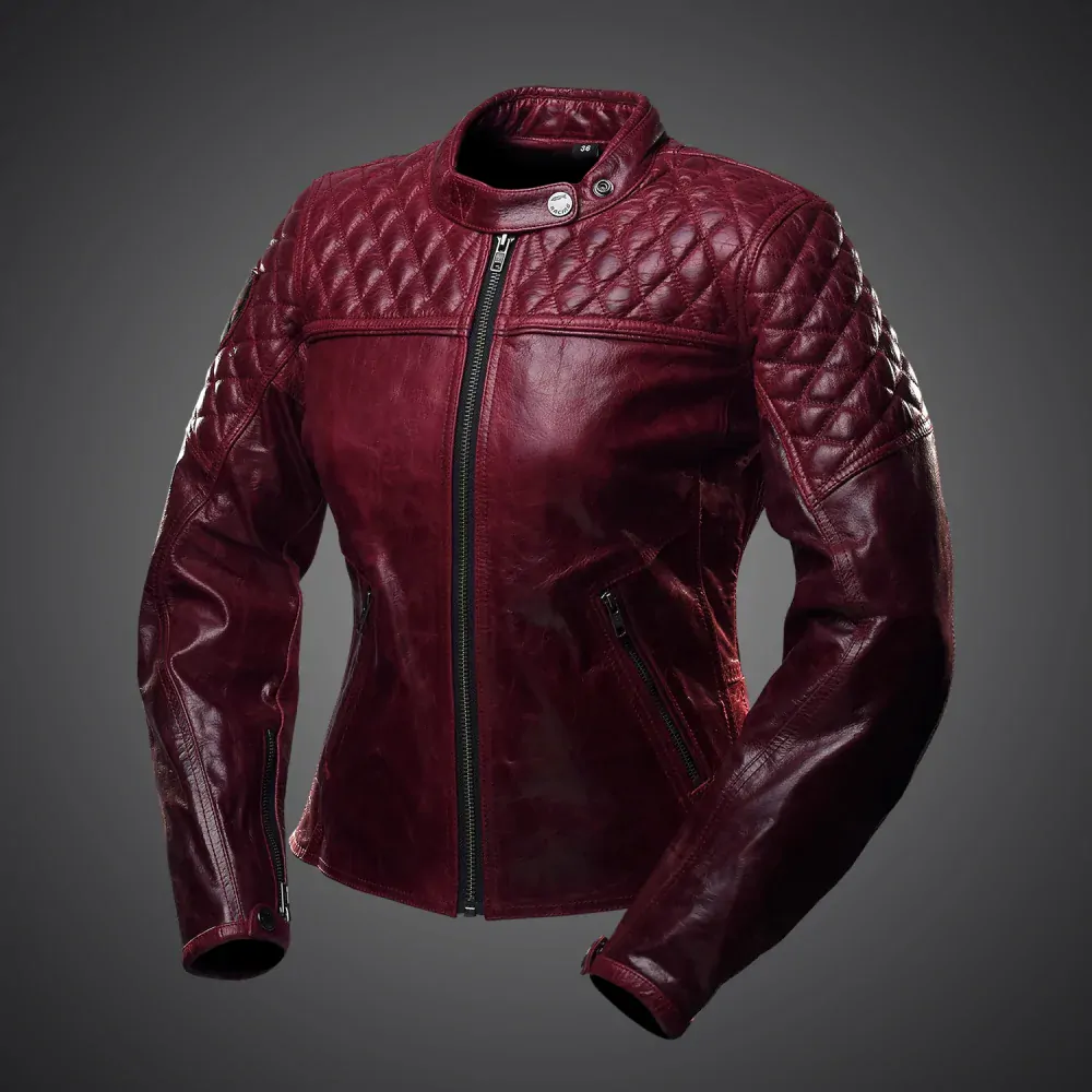 4SR Dámská kožená moto bunda Scrambler Lady Wine