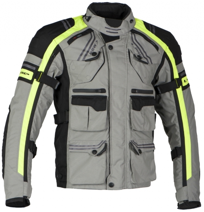 MBW Pánská textilní moto bunda BUCK černá šedá žlutá