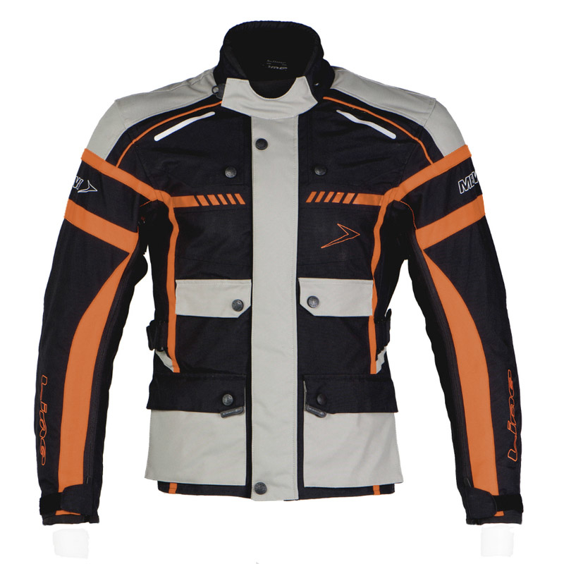 MBW Pánská textilní moto bunda CHALLENGER černá šedá oranžová