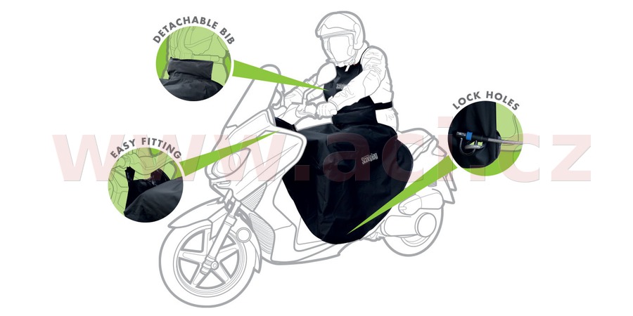 Přehoz přes nohy a tělo Scootleg textilní/nepromokavý, pláštěnka OXFORD (černý)