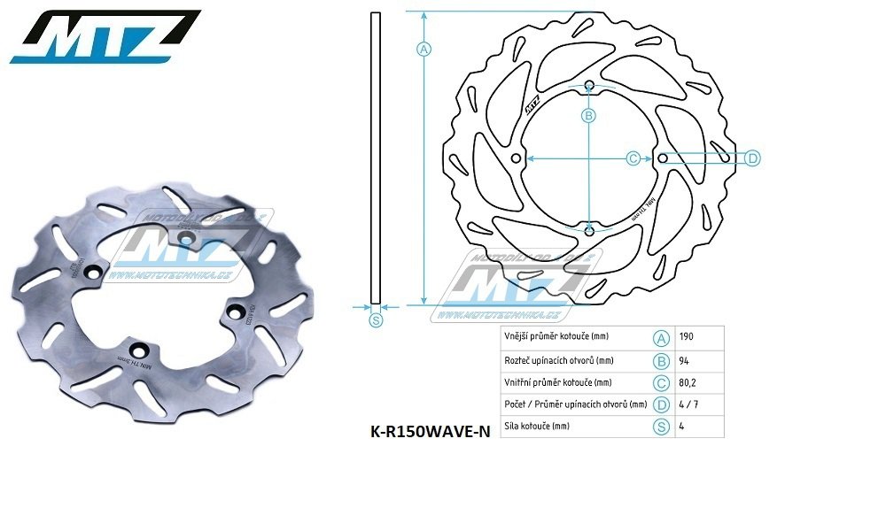 Goldfren Kotouč brzdový nerezový - zubatý desing Wave - Honda CR80 / 92-02+CR85 / 03-07+CRF150R / 07-20