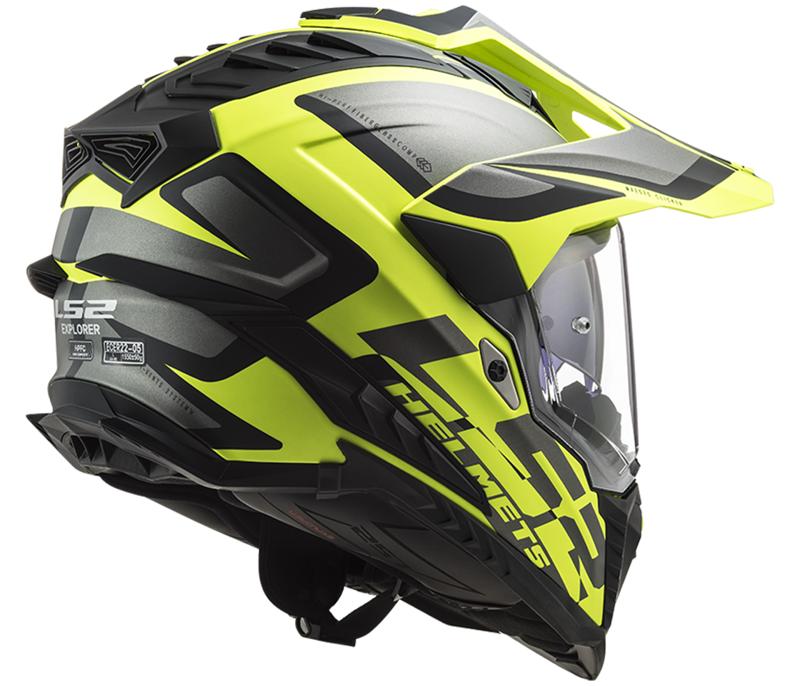 lS2 Enduro moto přilba MX701 Explorer Alter Matt Black H-V Yellow