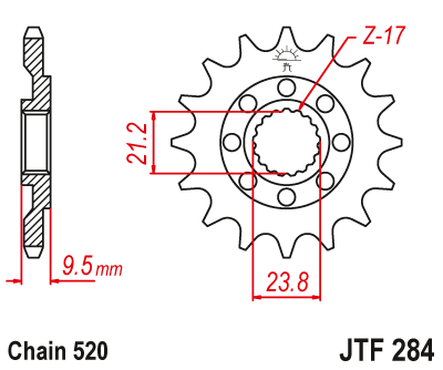 Řetězové kolečko JT284 Honda CR250-500 CRF450
