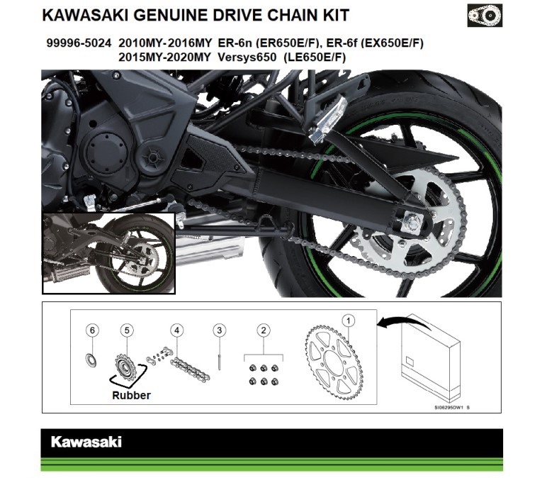 řetězová sada Kawasaki originál Versys 650 2015-