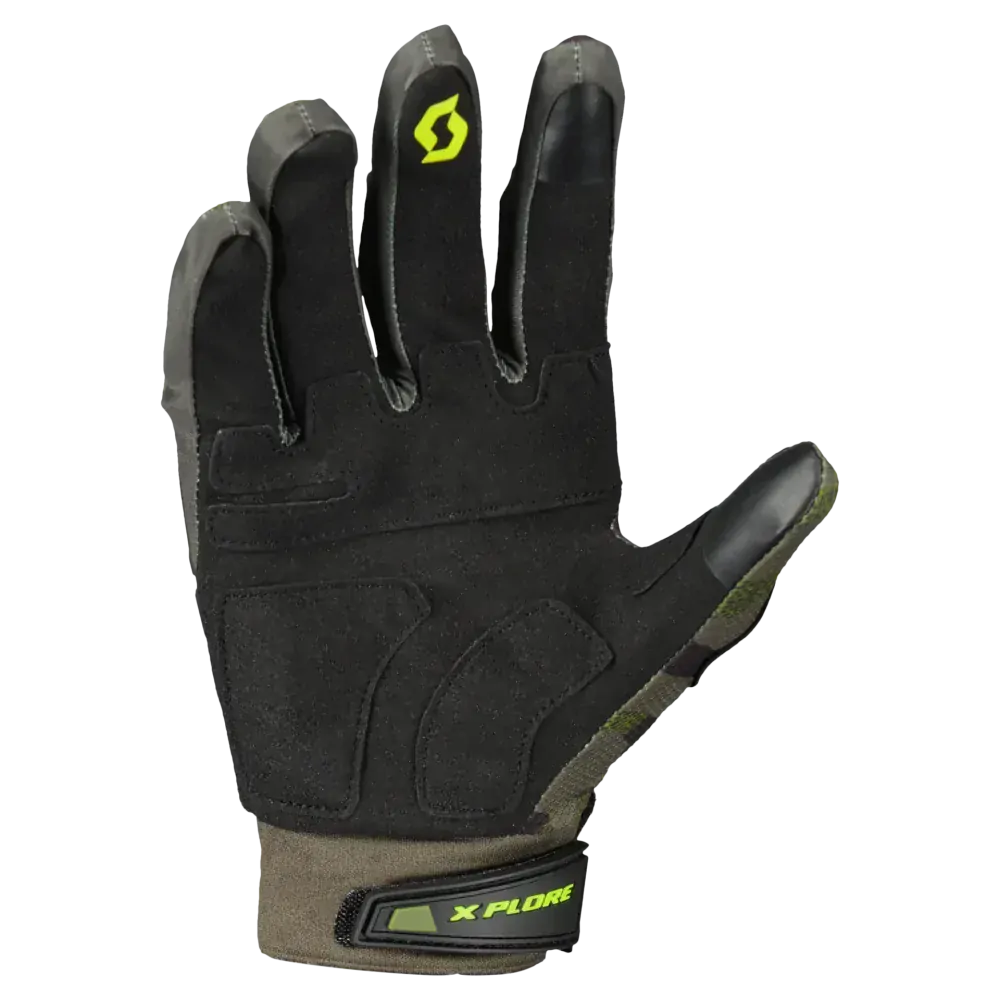 SCOTT Pánské moto textilní rukavice GLOVE X-PLORE PRO GREEN CAMO YELLOW