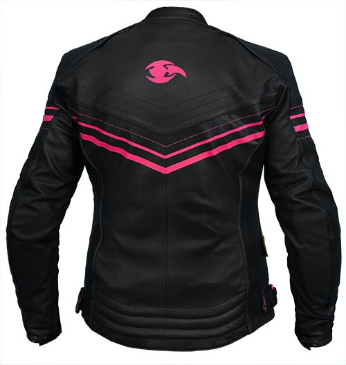 MBW Dámská kožená moto bunda PINKY černá růžová