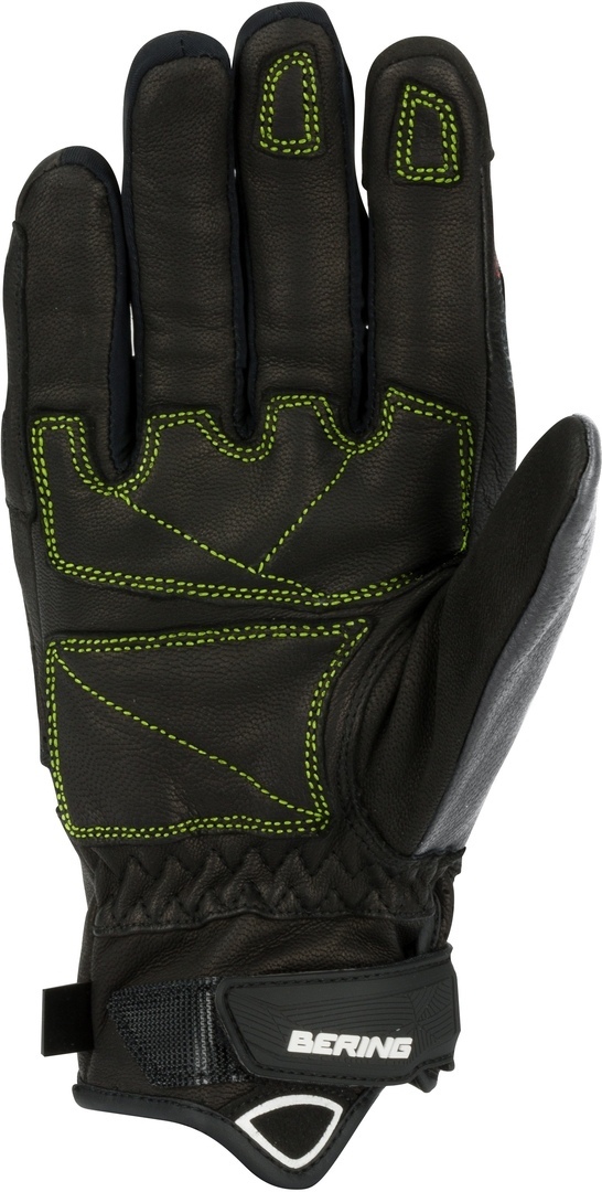 BERING Pánské kožené moto rukavice Rocket černé fluo