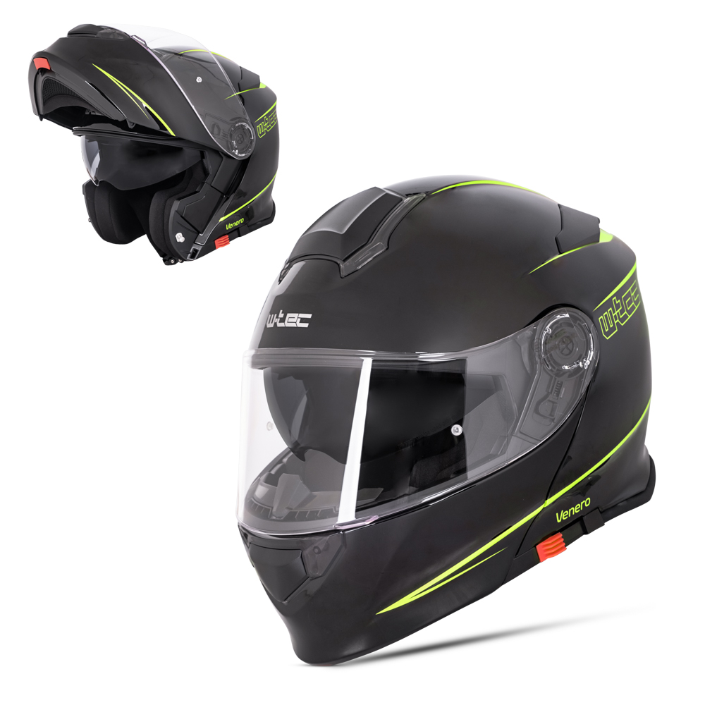 Přilba W-TEC výklopná Venero Black Yellow Neon *
