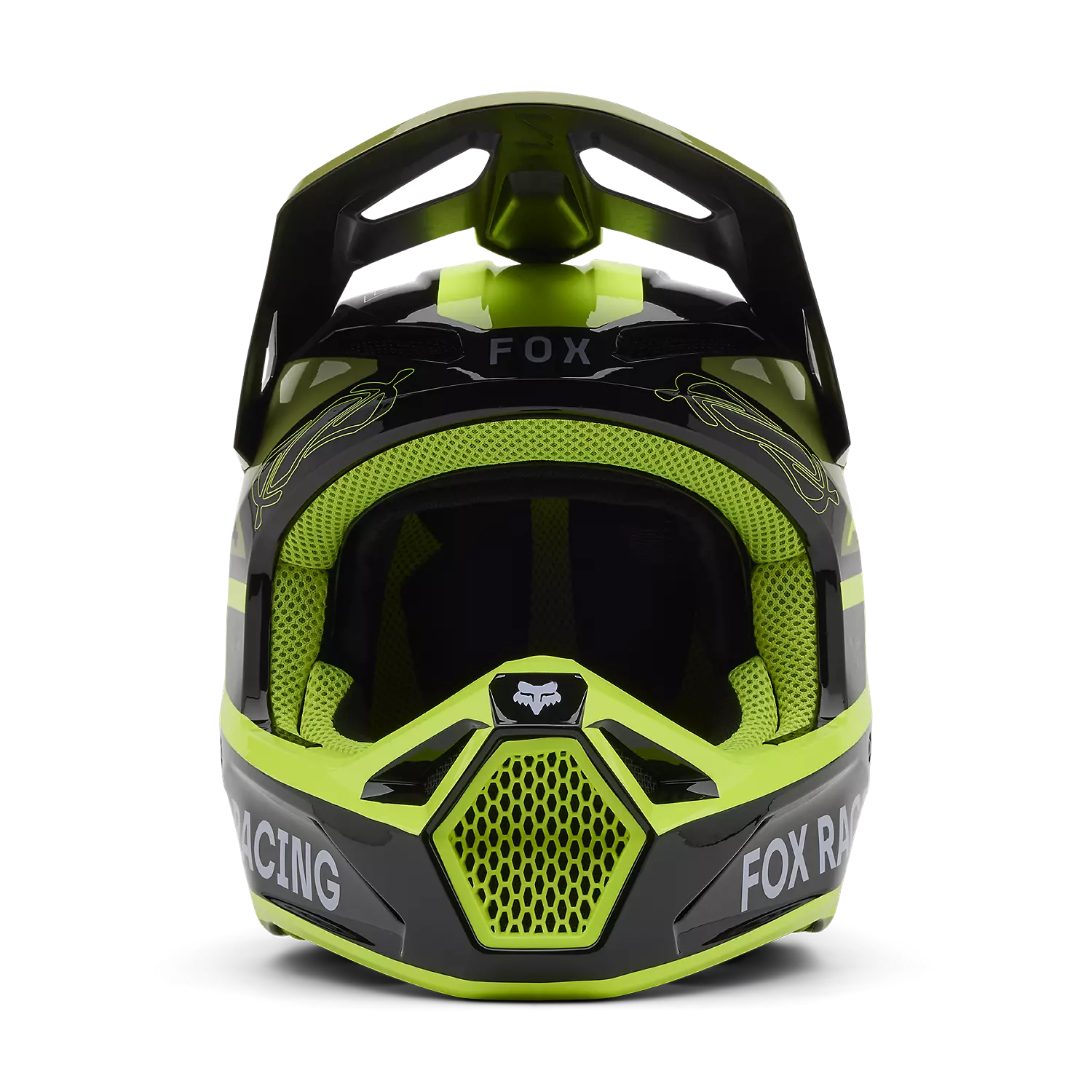 FOX motokrosová přilba V1 Race Spec Helmet černá/fluo žlutá, army zelená
