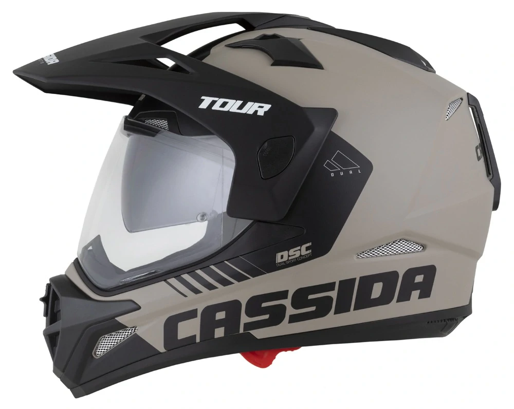 CASSIDA Enduro moto přilba Tour 2.0 Dual písková matná černá, plexi s přípravou pro Pinlock