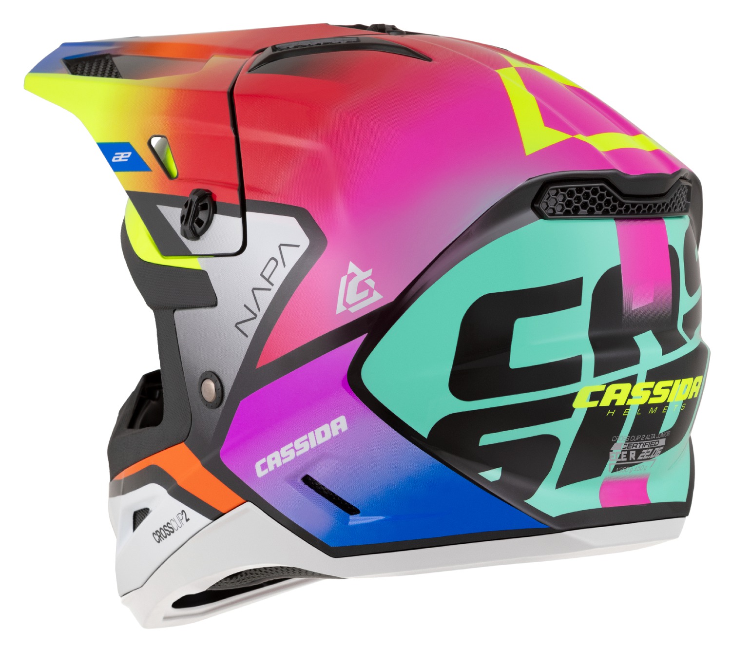 CASSIDA Dětská motokrosová přilba Cross Cup 2 Napa Junior multikolor perleť