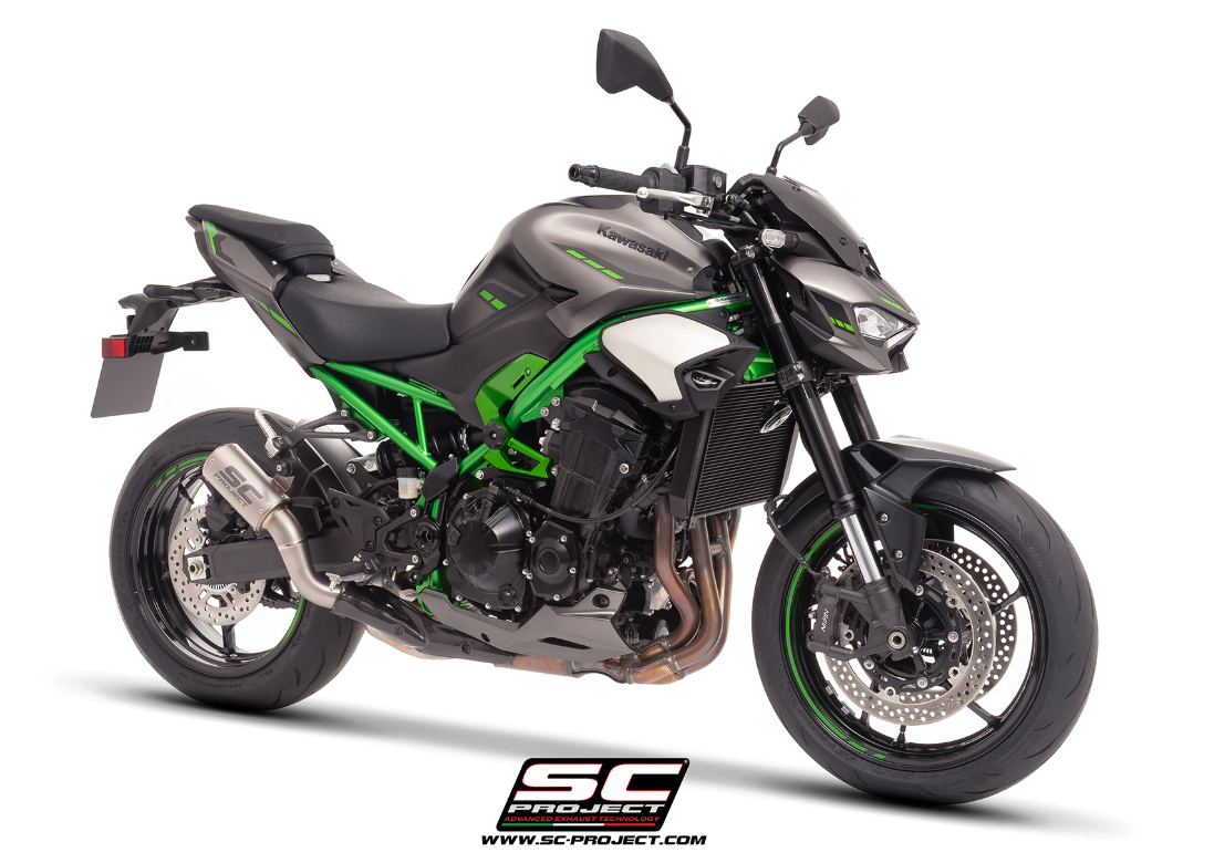 SC-PROJECT KAWASAKI Z900 2025- Titanový výfuk CR-T s mřížkou Stoneguard homologovaný 