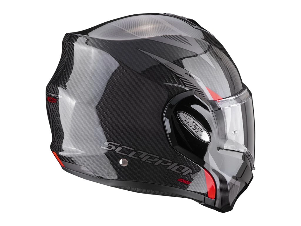 SCORPION Překlopná moto přilba EXO-TECH EVO CARBON TOP černo/červená